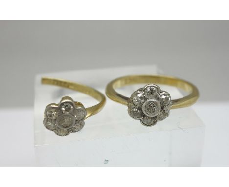 An 18ct gold and diamond ring and one part 18ct gold ring, weight 3.5g, size K