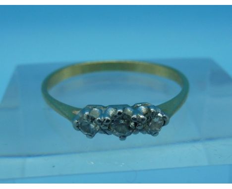 A yellow metal and diamond ring, weight 1.6g, size M