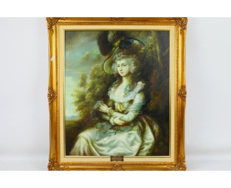 A contemporary portrait depicting Madame du Barry, signed lower right by the artist, applied plaque Madame du Barry by Allaby