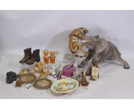 Hummel, Regency Fine Arts, Cherished Teddies, Sheratty and Simpson, Other - A collection of mostly ceramic figures, plate, co