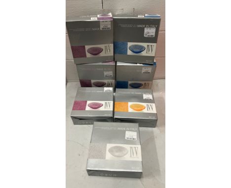 Seven Italian textured glass bowls (Boxed)