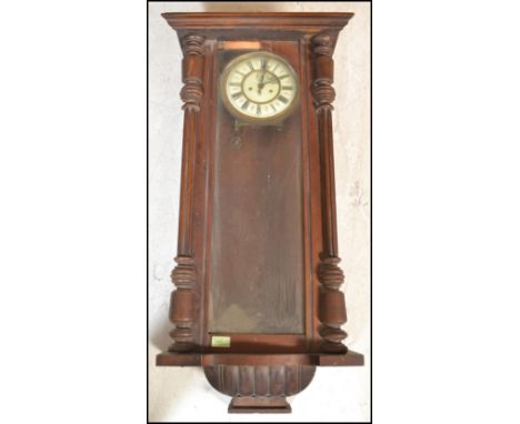 A 19th Century Gustav and Becker Vienna regulator walnut cased wall clock ( a/f selling for parts), twin train movement strik