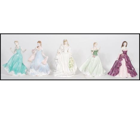 A collection of five ceramic figurine figures of ladies to include Coalport figures of The Princess Of Wales, True Love and W