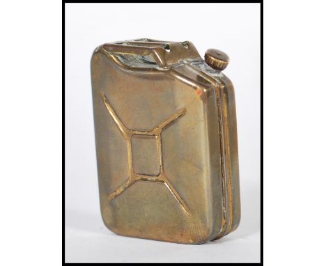 A vintage 20th Century French made copper perfume bottle circa 1940's modelled as a WWII Jerry Can, the cap to the top unscre