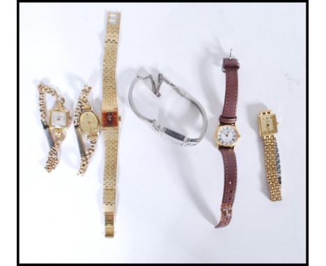 A collection of vintage ladies cocktail watches to include a rolled gold Ingersoll 17 jewels square faced cocktail watch, a R