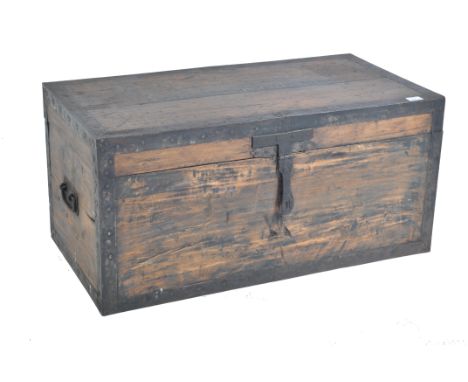 A late 18th century believed Naval interest&nbsp; maritime sea chest trunk being pine constructed with iron bindings. The rec