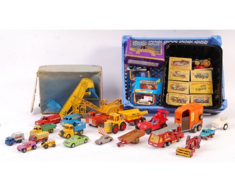 A collection of assorted vintage diecast to include: Boxed Dinky Toys No. 564 Elevator Loader, Ovaltine Bedford, Lorry Mounte