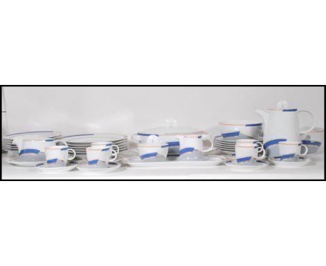 A Art Deco inspired dinner and coffee service by Thomas Germany consisting of coffee pot, saucers, cups, creamer and lidded s