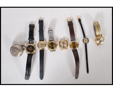 A collection of gents vintage and retro mechanical wind up wrist watches to include Lonestar, Ermidora, Ruhla, Spendid De Lux