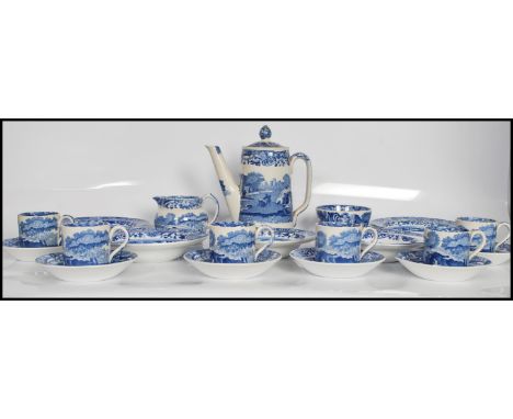 A mid 20th Century Copeland and Spode coffee services in the transfer printed Italian pattern comprising of coffee pot and co