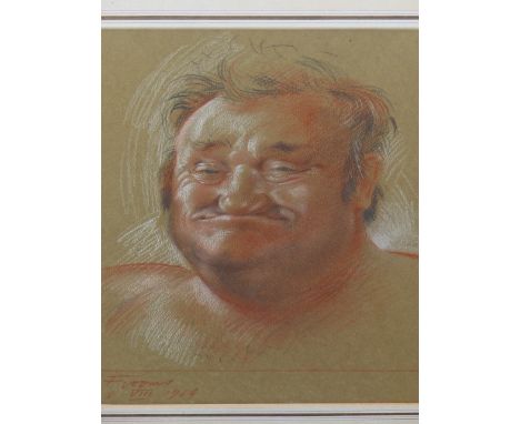 COLIN FROOMS.  (1933-2017)  ARR.   LES DAWSON, PASTEL PORTRAIT STUDY, SIGNED AND DATED 1984, FRAMED AND GLAZED.   26 x 32cms.