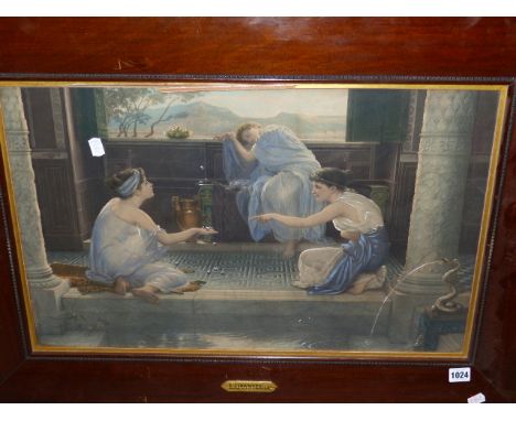 AFTER E.J.POYNTER.  (1863-1919)   ON THE TERRACE, A VINTAGE COLOUR PRINT.   40 x 63cms.