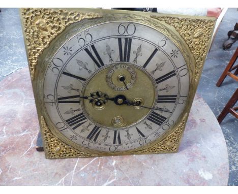 THOMAS SANDERSON , DUBLIN.&nbsp; &nbsp;A MAHOGANY CASED LONG CASE CLOCK, THE SQUARE&nbsp; BRASS DIAL,&nbsp; 34.5 x 34.5cms, W