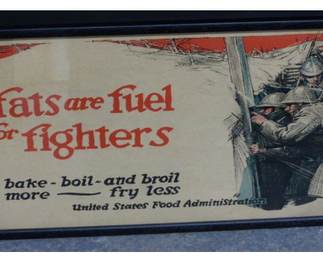 A VINTAGE COLOUR POSTER FROM WW1 UNITED STATES FOOD ADMINISTRATION.   27 x 52.5cms.