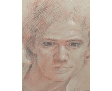 COLIN FROOMS.  (1933-2017)  ARR.   THE FARING, PASTEL PORTRAIT STUDY, SIGNED, FRAMED AND GLAZED.   27 x 35cms.