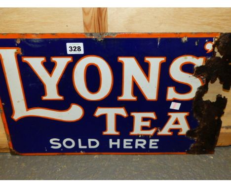 A LYONS TEAS DOUBLE SIDED ENAMEL SIGN.   49 x 30cms.