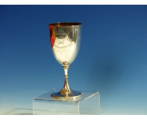 AN 1897 CANNES GOLF SILVER TROPHY CUP BY JAMES DIXON &amp; SONS, SHEFFIELD 1896.   H.14.5cms 123 grams.