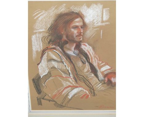 COLIN FROOMS.  (1933-2017)  ARR.   PORTRAIT STUDY OF RICHARD, PASTEL, SIGNED, FRAMED AND GLAZED.   27 x 38cms.