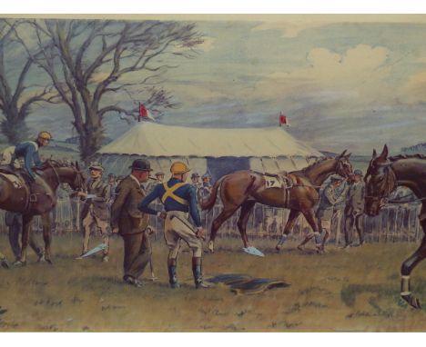 AFTER SNAFFLES.   A HORSE RACING SCENE, THE ENCLOSURE, COLOUR PRINT.   51 x 67cms.