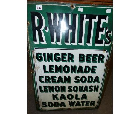 AN R.WHITE'S ENAMEL ADVERTISING SIGN.   51 x 77cms.