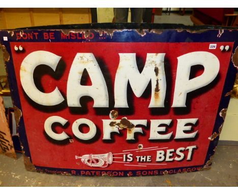 A LARGE CAMP COFFEE ENAMEL ADVERTISING SIGN.   114 x 83cms.