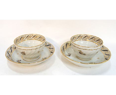 A pair of 18th/19th Century English porcelain tea bowls and saucers, tea bowl 5.5cm high (4) Condition Report: Available upon