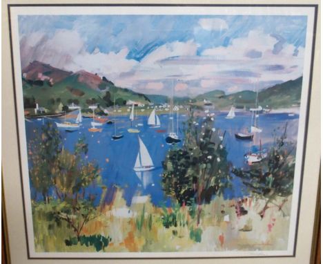JOHN CUNNINGHAM Tayvallich, signed, print, 55 x 60cm and a signed, retrospective catalogue To The Lord Provost, October, 1996