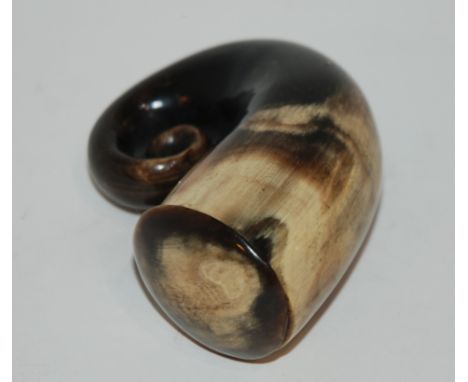 A rams horn snuff mull, turned wood box, patent cork lever etc Condition Report: Available upon request