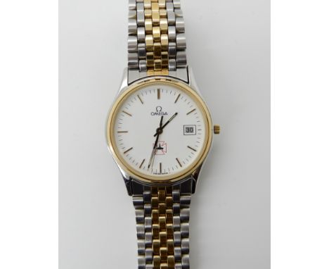 A stainless steel two tone Omega Seamaster diameter of case 3.3cm, length of strap 18cm, weight 50.4gms Condition Report: Sec