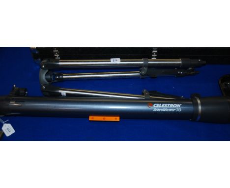 A Celestron Astromaster 70 telescope with tripod support etc, 90cm wide Condition Report: Available upon request