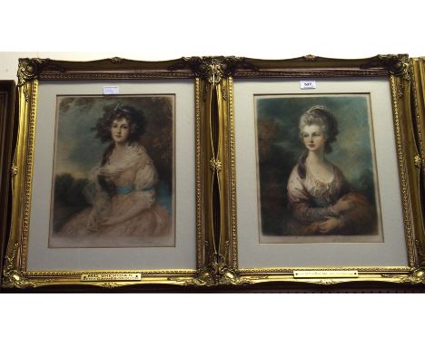 AFTER GAINSBOROUGH MRS SHERIDAN AND HON MRS GRAHAM, by Gullard, signed, mezzotint, 40 x 30cm (2) Condition Report: Available 