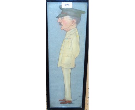 VOLS Caricature profile portrait of an officer, signed, pastel, 48 x 15cm Condition Report: Available upon request