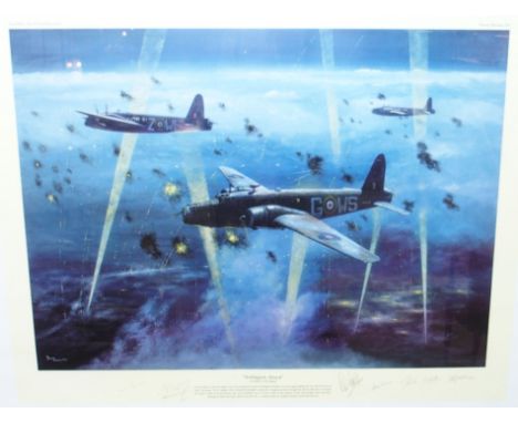 AFTER DAVID PRITCHARD Wellington Attack, signed, print, 68 x 84cm and HEWELL Landscape, signed, watercolours, 22 x 31cm (3) C