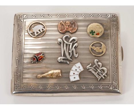 Good quality early 1920s/1930s century Polish Officers silver armorial cigarette case with gold, enamel and silver mounted de