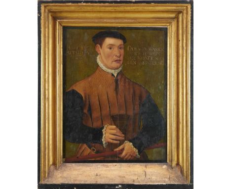 German School, mid 16th century, oil on panel - portrait of a Nobleman, titled and dated 1553. 55.5cm x 42cm, framed.Provenan