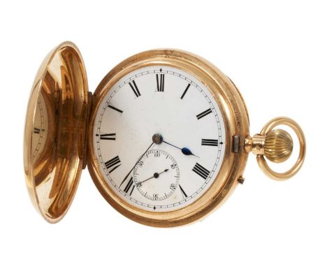 Victorian gentleman's 18ct gold full hunter pocket watch with a London made 3/4 plate button-wind movement signed J F Stedman