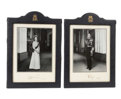 H.M.Queen Elizabeth II & H.R.H.The Duke of Edinburgh, fine pair signed presentation portrait photographs of the Royal couple 