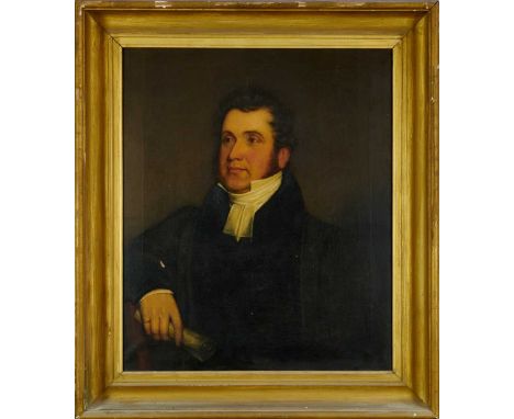 Regency English School oil on canvas - portrait of a Gentleman, 76cm x 64cm, in gilt frame 