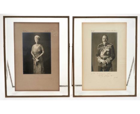 H.M. Queen Mary signed presentation portrait photograph dated 1936 by Hay Wrightson signed 'Mary R 1937' and another of the l