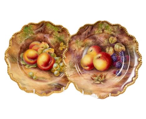 A pair of Royal Worcester plates painted with fruit, signed by H.H. Price, 22.5cm acrossSome very minor enamel wear. One has 