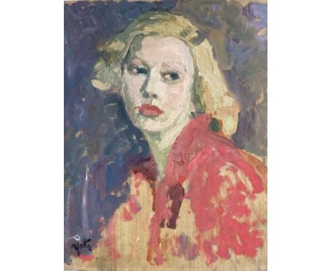 Thomas Brown Yates (1882-1968) oil on panel - Head of a Girl, artists label verso, 46cm x 38cm and another portrait on canvas