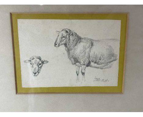 James Ward (1769-1859) pencil sketch of sheep, initialled, 10cm x 14cm, in glazed frame Provenance: Sotheby's 18th December 1