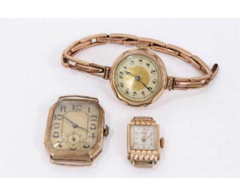1920s gentlemens 9ct gold cased wristwatch with Swiss 15 jewel movement in 9ct gold octagonal case (Glasgow 1928) and two lad
