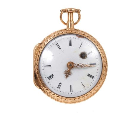 19th century French gold pocket watch with enamel dial, fusee movement and verge escapement, signed Ransonet à Nancy, in gold