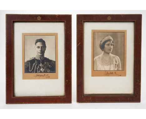 Their Majesties King George VI and Queen Elizabeth, scarce pair of signed presentation portrait photographs by Dorothy Wildin