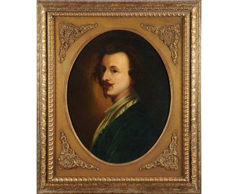 After Van Dyke, 19th century, oval oil on canvas, self portrait of the artist, 61cm x 48cm, in gilt frame 
