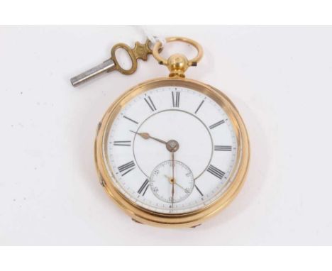 Victorian gentleman's 18ct gold pocket watch by Walters of Cornhill, London, with fusee movement, the white enamel dial with 