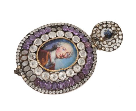 Formerly the property of Sir Cecil Beaton CBE, 19th century paste set Royal Family Order sash badge of oval form set with pur