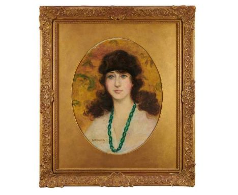 *Frank Owen Salisbury (1874-1962) oil on canvas - portrait of a 1920s lady, signed, 48cm x 38cm, in gilt frameThe canvas has 