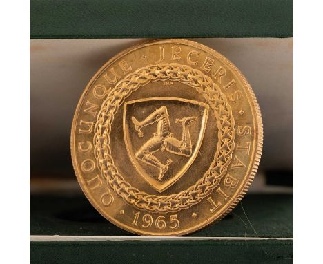QUEEN ELIZABETH II, BICENTENARY OF THE REVESTMENT ACT 1965, FIVE POUND COIN in twenty two carat gold, obverse with a portrait